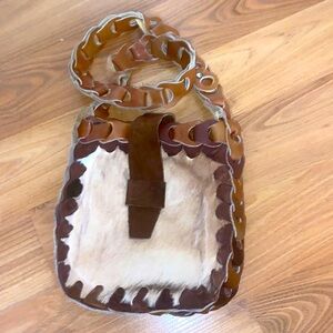 Handmade leather and cowhide shoulder bag